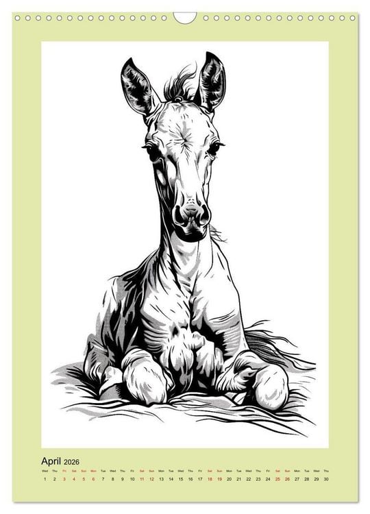 Produktbild: Sketchy Power Horses (Wall Calendar 2026 DIN A3 portrait), CALVENDO 12 Month Wall Calendar
