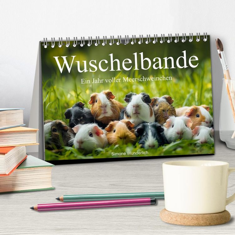 Produktbild: Wuschelbande - Ein Jahr voller Meerschweinchen (Tischkalender 2026 DIN A5 quer), CALVENDO Monatskalender