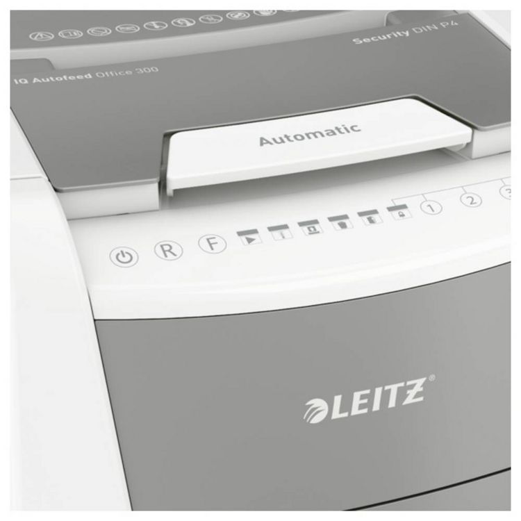 Produktbild: Leitz IQ Autofeed Office 300 P4 Aktenvernichter 300 Blatt Partikelschnitt 4 x 30 mm P-4 60 l Vernichtet auch B&uuml;roklammern, Heftklammern, Kreditkarte