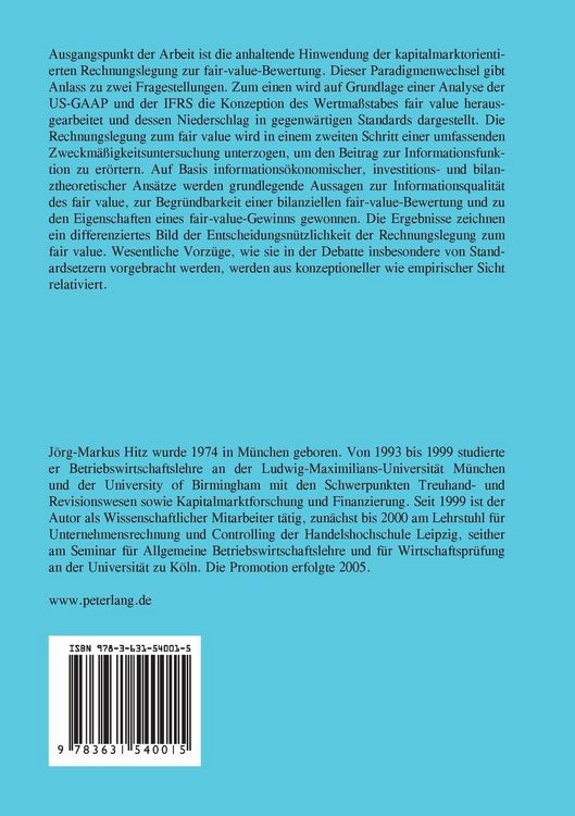 Produktbild: Rechnungslegung zum fair value