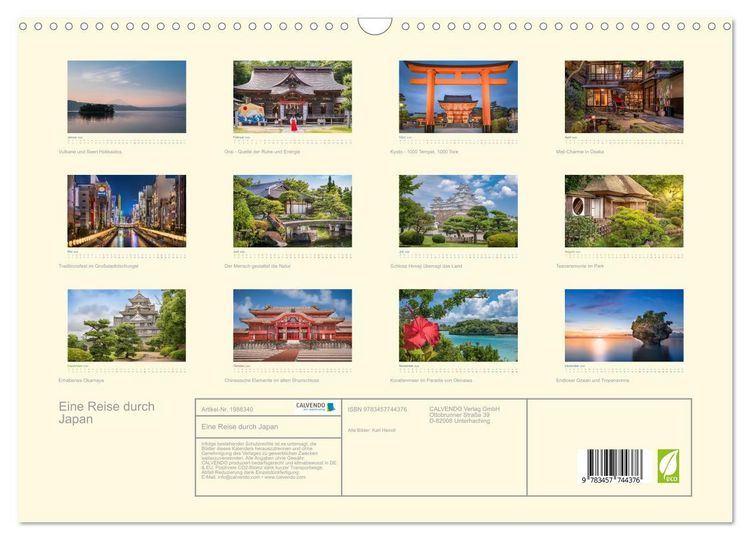 Produktbild: Eine Reise durch Japan (Wandkalender 2026 DIN A3 quer), CALVENDO Monatskalender