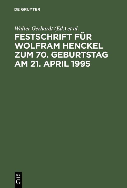 Produktbild: Festschrift f&uuml;r Wolfram Henckel zum 70. Geburtstag am 21. April 1995