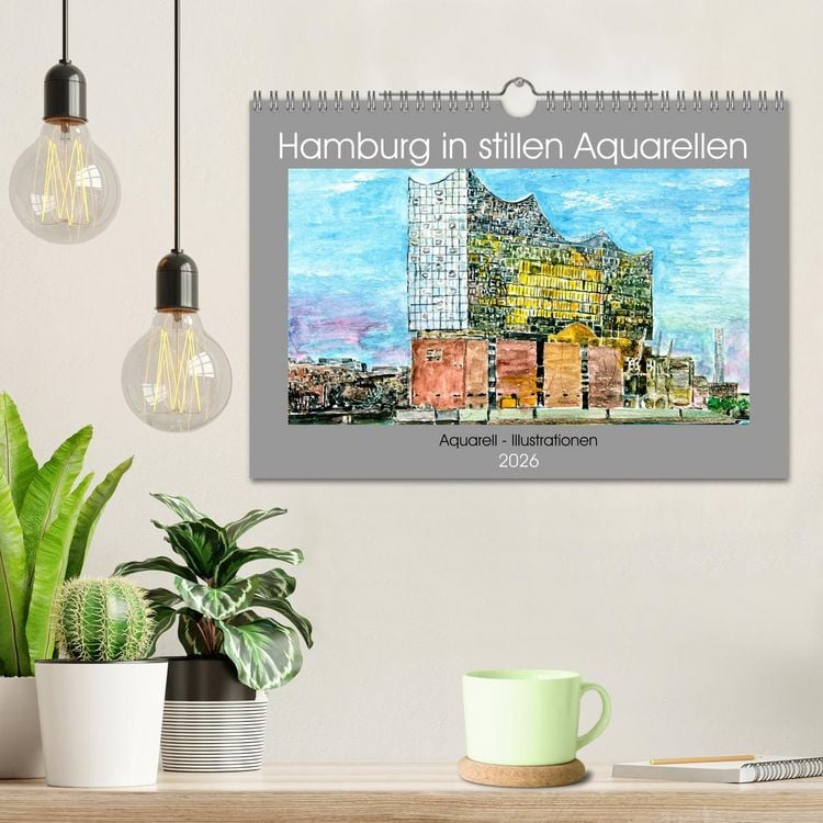 Produktbild: Hamburg in stillen Aquarellen (Wandkalender 2026 DIN A4 quer), CALVENDO Monatskalender