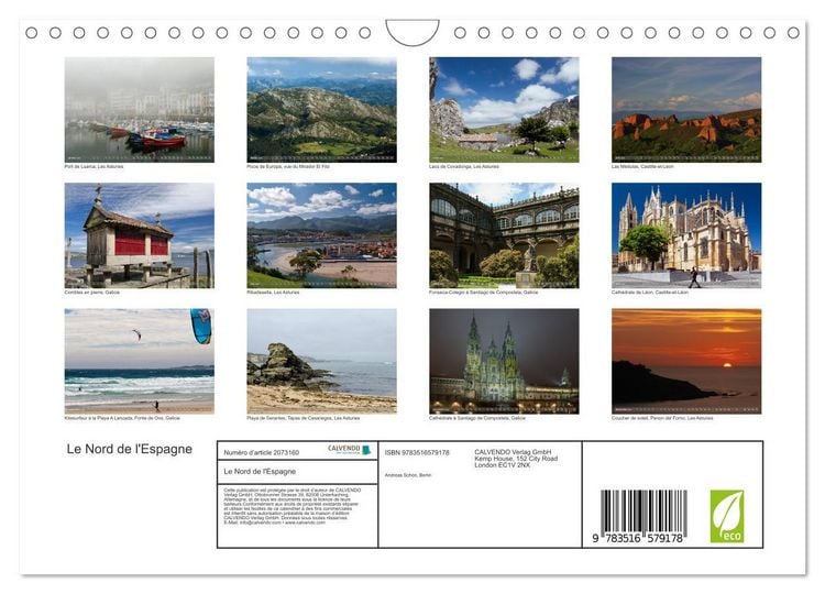 Produktbild: Le Nord de l'Espagne (Calendrier mural 2026 DIN A4 vertical), CALVENDO calendrier mensuel