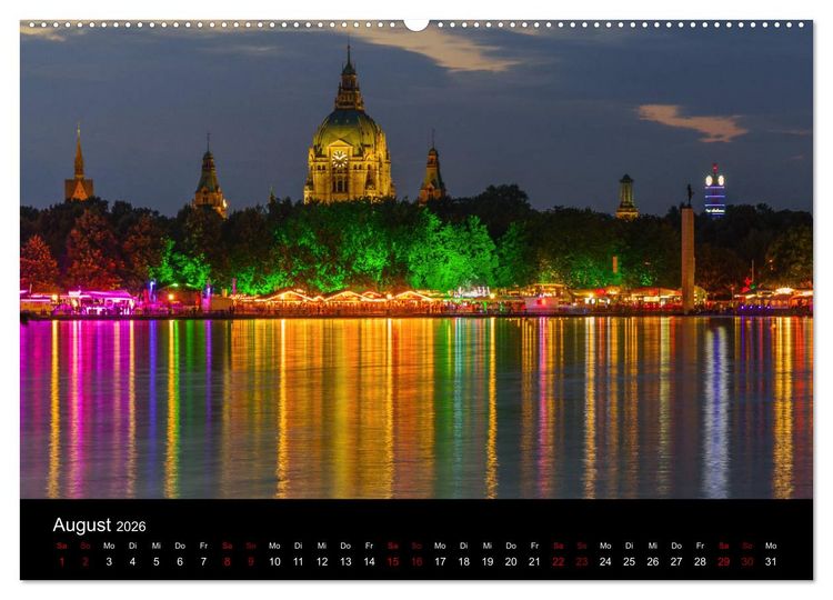 Produktbild: Hannover bei Nacht 2026 (hochwertiger Premium Wandkalender 2026 DIN A2 quer), Kunstdruck in Hochglanz