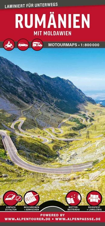 Produktbild: MoTourMaps Rum&auml;nien Auto- und Motorradkarte 1:800.000