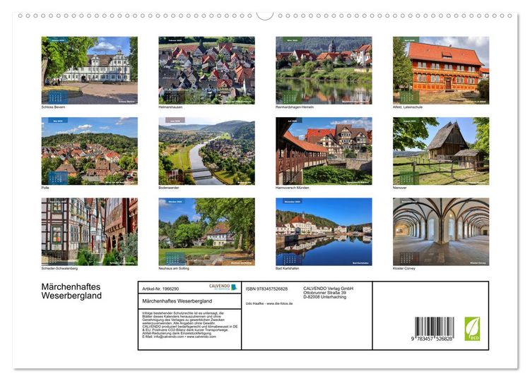 Produktbild: M&auml;rchenhaftes Weserbergland (hochwertiger Premium Wandkalender 2026 DIN A2 quer), Kunstdruck in Hochglanz