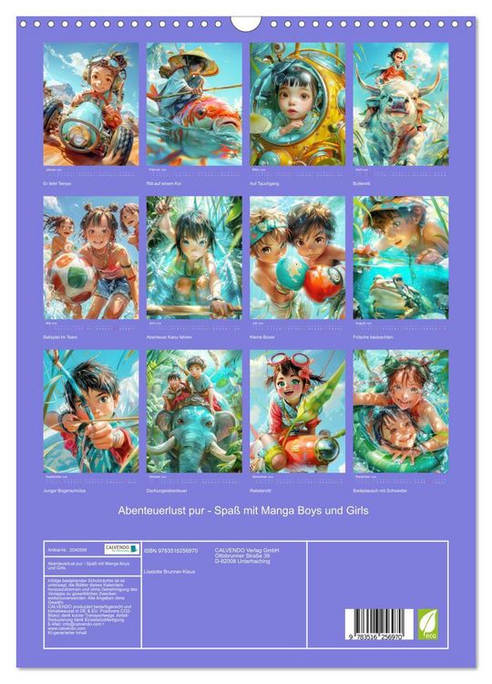 Produktbild: Abenteuerlust pur - Spa&szlig; mit Manga Boys und Girls (Wandkalender 2026 DIN A3 hoch), CALVENDO Monatskalender