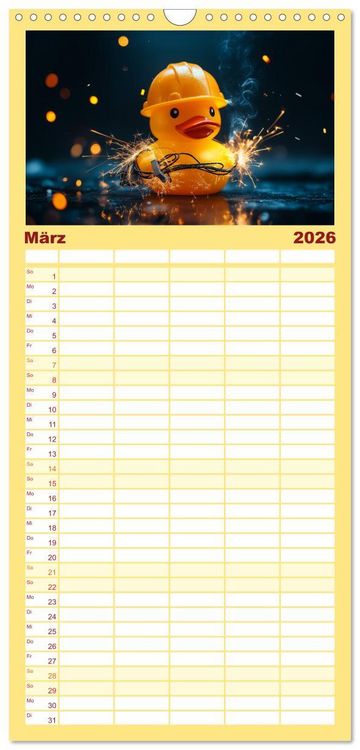 Produktbild: Familienplaner 2026 - Badeenten Kalender - Quietscheenten in der Berufswelt mit 5 Spalten (Wandkalender, 21 x 45 cm) CALVENDO