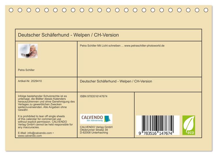 Produktbild: Deutscher Sch&auml;ferhund - Welpen / CH-Version (Tischkalender 2026 DIN A5 quer), CALVENDO Monatskalender