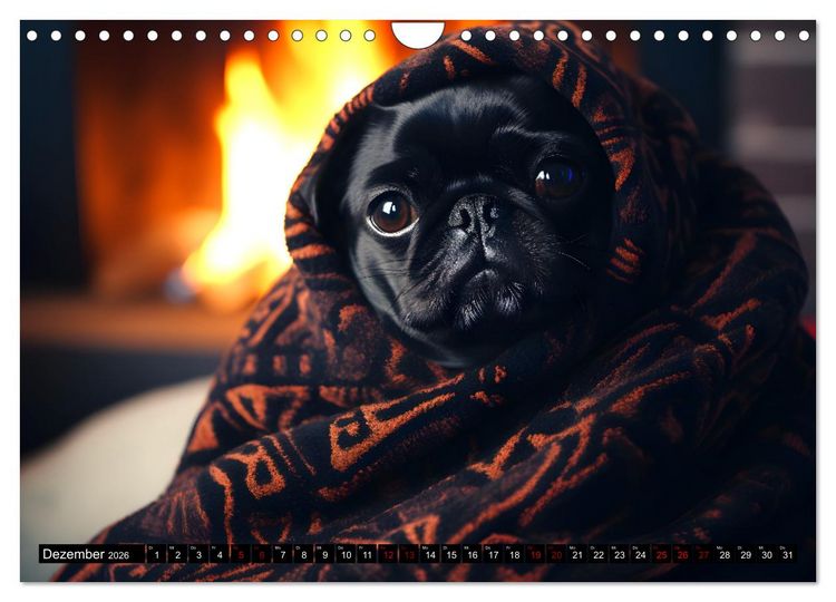 Produktbild: Kleine Helden - eine Hommage an die Mopsrasse (Wandkalender 2026 DIN A4 quer), CALVENDO Monatskalender