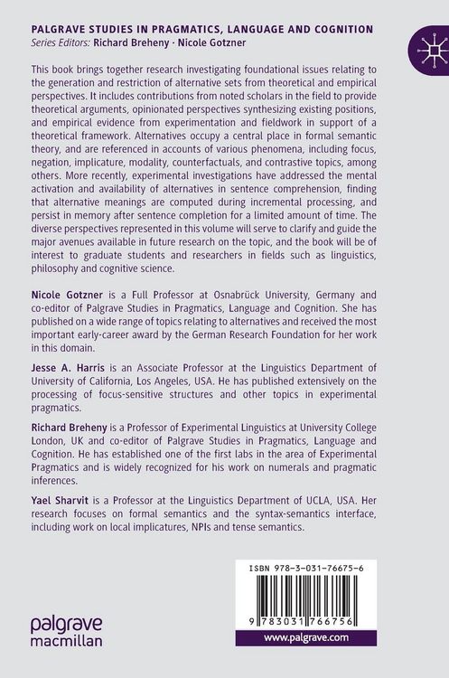 Produktbild: Alternatives in Grammar and Cognition