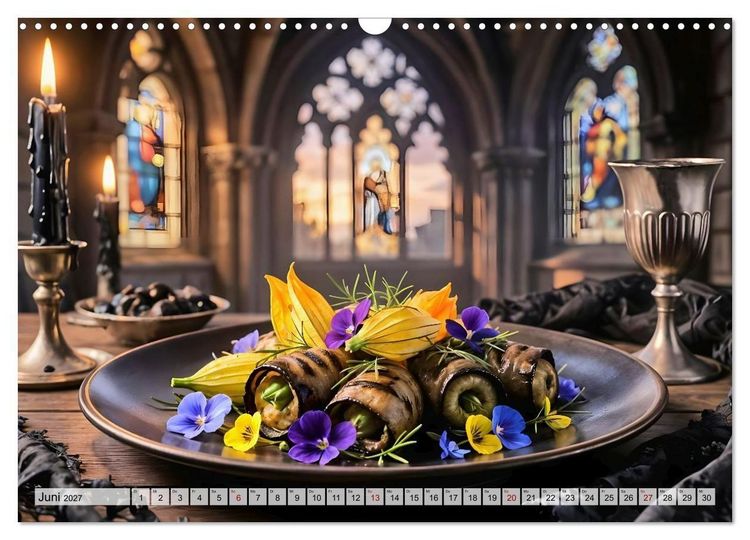 Produktbild: Schattenbankett - Gothic Fine Dining &ndash; 12 Men&uuml;s in dunkler Eleganz (Wandkalender 2027 DIN A3 quer), CALVENDO Monatskalender
