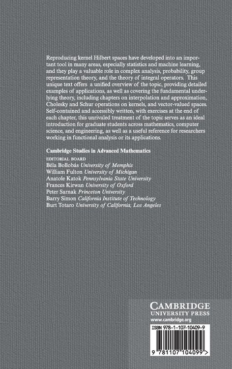 Produktbild: An Introduction to the Theory of Reproducing Kernel Hilbert Spaces