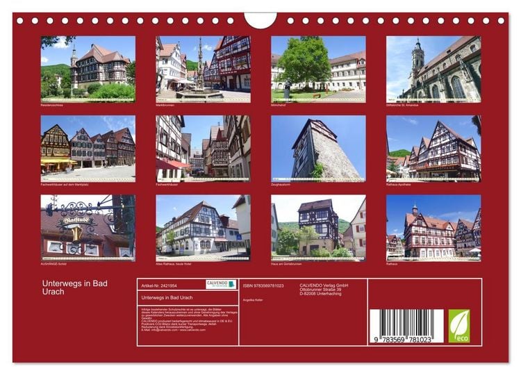 Produktbild: Unterwegs in Bad Urach (Wandkalender 2027 DIN A4 quer), CALVENDO Monatskalender