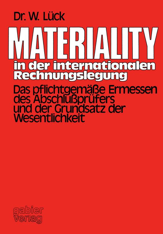Produktbild: Materiality in der internationalen Rechnungslegung