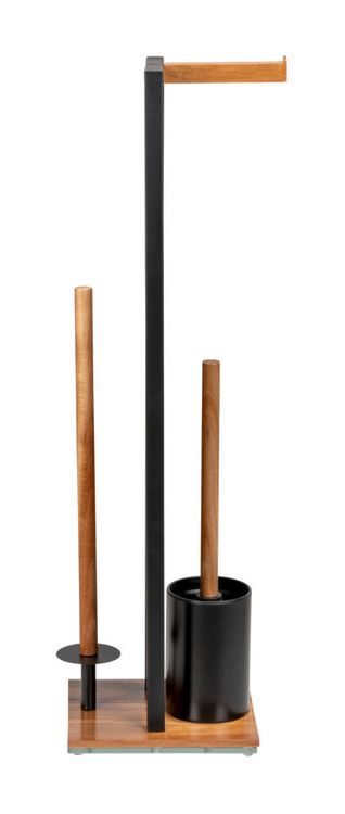 Produktbild: Stand WC-Garnitur Mod. Rivalta Acacia, Akazienholz und schwarz lackierter Stahl