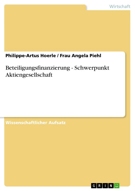 Produktbild: Beteiligungsfinanzierung - Schwerpunkt Aktiengesellschaft