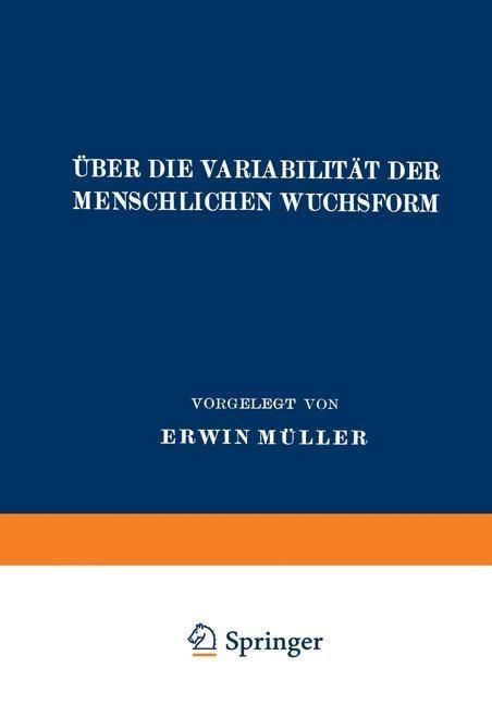 Produktbild: &Uuml;ber die Variabilit&auml;t der Menschlichen Wuchsform