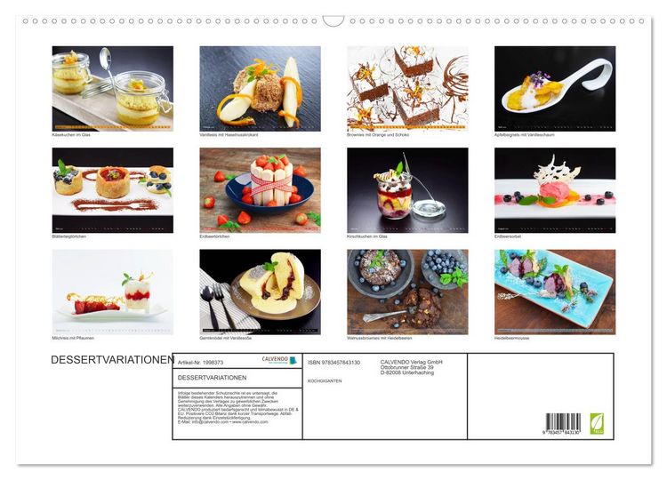 Produktbild: DESSERTVARIATIONEN (Wandkalender 2026 DIN A2 quer), CALVENDO Monatskalender