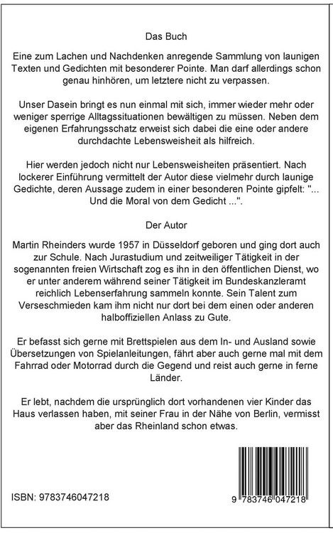 Produktbild: Und die Moral von dem Gedicht