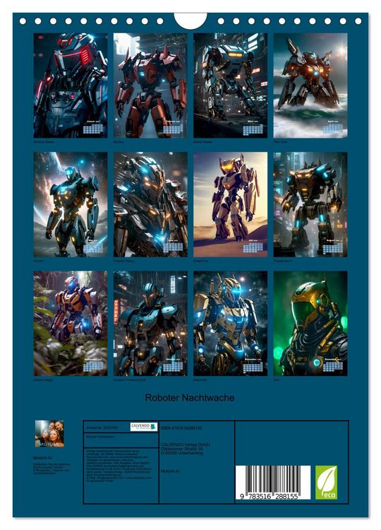 Produktbild: Roboter Nachtwache (Wandkalender 2026 DIN A4 hoch), CALVENDO Monatskalender