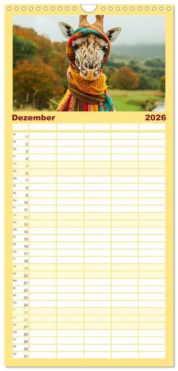 Produktbild: Familienplaner 2026 - Giraffen-Trend. Hals und Stil mit 5 Spalten (Wandkalender, 21 x 45 cm) CALVENDO