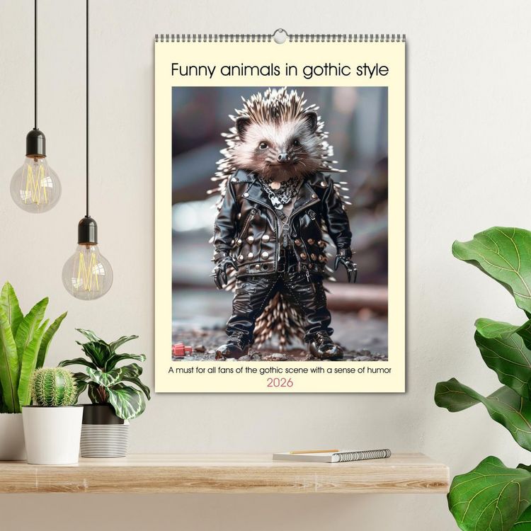 Produktbild: Funny animals in gothic style (Wall Calendar 2026 DIN A2 portrait), CALVENDO 12 Month Wall Calendar