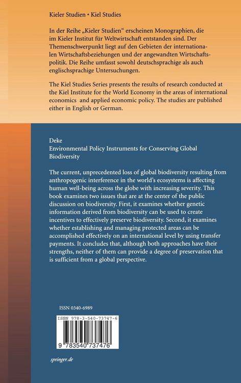 Produktbild: Environmental Policy Instruments for Conserving Global Biodiversity