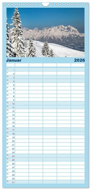 Produktbild: Familienplaner 2026 - Der Wilde Kaiser, das Kletterparadies bei Kitzb&uuml;hel mit 5 Spalten (Wandkalender, 21 x 45 cm) CALVENDO