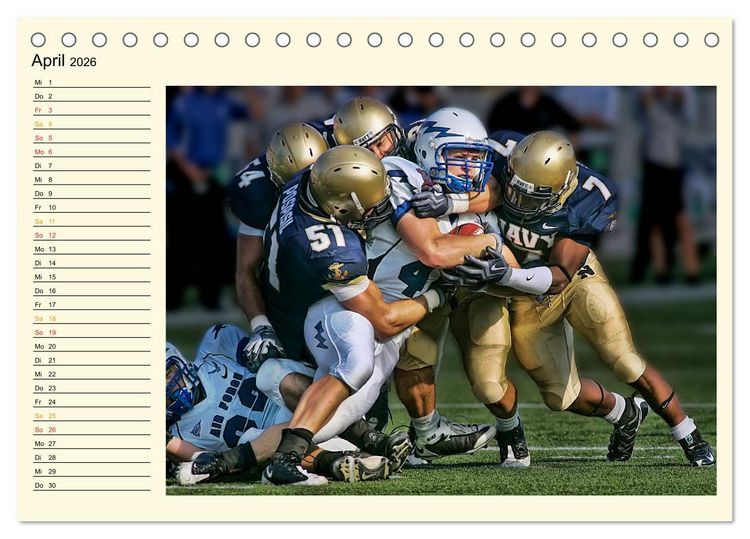 Produktbild: American Football - Taktik und Athletik (Tischkalender 2026 DIN A5 quer), CALVENDO Monatskalender