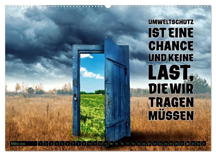 Produktbild: KLIMAWANDEL - Impressionen mit Spr&uuml;chen (hochwertiger Premium Wandkalender 2026 DIN A2 quer), Kunstdruck in Hochglanz