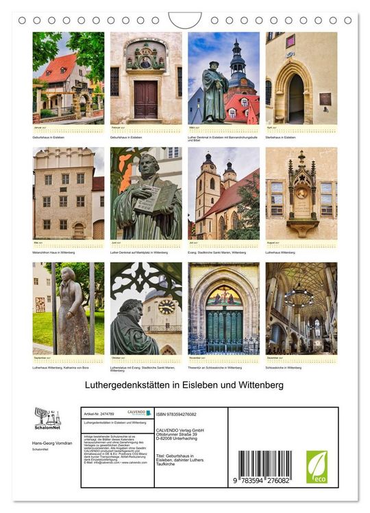 Produktbild: Luthergedenkst&auml;tten in Eisleben und Wittenberg (Wandkalender 2027 DIN A4 hoch), CALVENDO Monatskalender