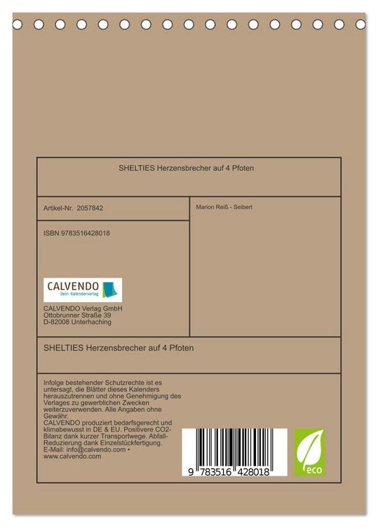 Produktbild: SHELTIES Herzensbrecher auf 4 Pfoten (Tischkalender 2026 DIN A5 hoch), CALVENDO Monatskalender