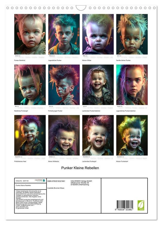 Produktbild: Punker Kleine Rebellen (Wandkalender 2026 DIN A3 hoch), CALVENDO Monatskalender