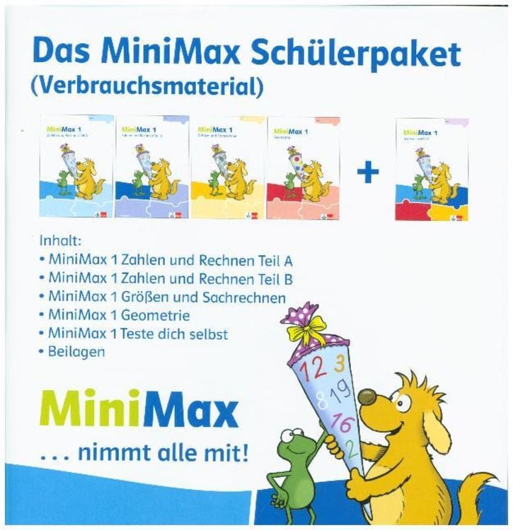 Produktbild: MiniMax 1. Schülerpaket (4 Themenhefte: Zahlen und Rechnen A, Zahlen und Rechnen B, Größen und Sachrechnen, Geometrie) - Verbrauchsmaterial Klasse 1