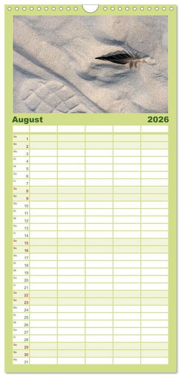 Produktbild: Familienplaner 2026 - D&auml;nemarks Nordseek&uuml;ste - von Esbjerg bis Sondervig mit 5 Spalten (Wandkalender, 21 x 45 cm) CALVENDO
