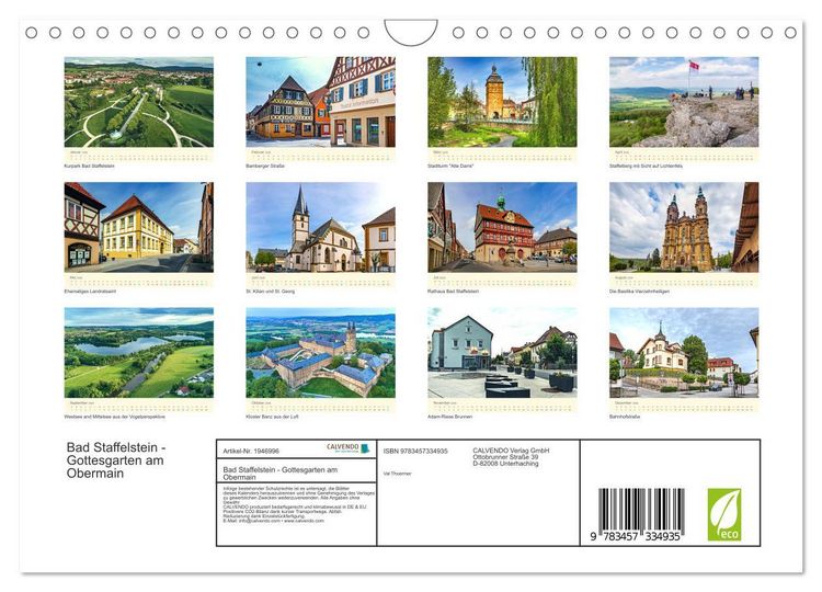 Produktbild: Bad Staffelstein - Gottesgarten am Obermain (Wandkalender 2026 DIN A4 quer), CALVENDO Monatskalender