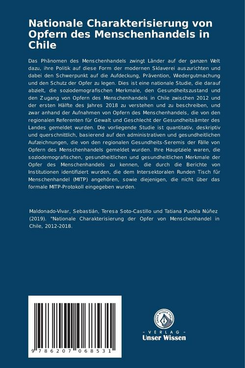 Produktbild: Nationale Charakterisierung von Opfern des Menschenhandels in Chile