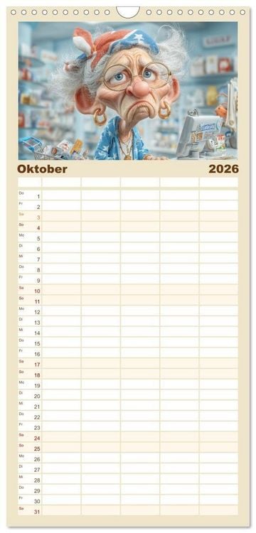 Produktbild: Familienplaner 2026 - Oma macht jetzt Sonderschicht mit 5 Spalten (Wandkalender, 21 x 45 cm) CALVENDO