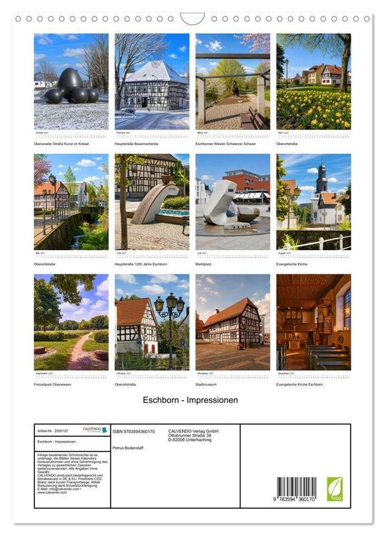 Produktbild: Eschborn - Impressionen (Wandkalender 2027 DIN A3 hoch), CALVENDO Monatskalender