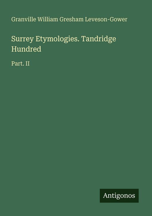 Produktbild: Surrey Etymologies. Tandridge Hundred