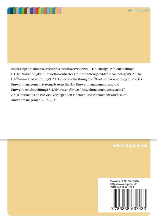 Produktbild: Leitfaden zur Einf&uuml;hrung eines Umweltmanagementsystems in lebensmittelverarbeitenden Betrieben