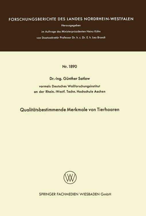 Produktbild: Qualit&auml;tsbestimmende Merkmale von Tierhaaren