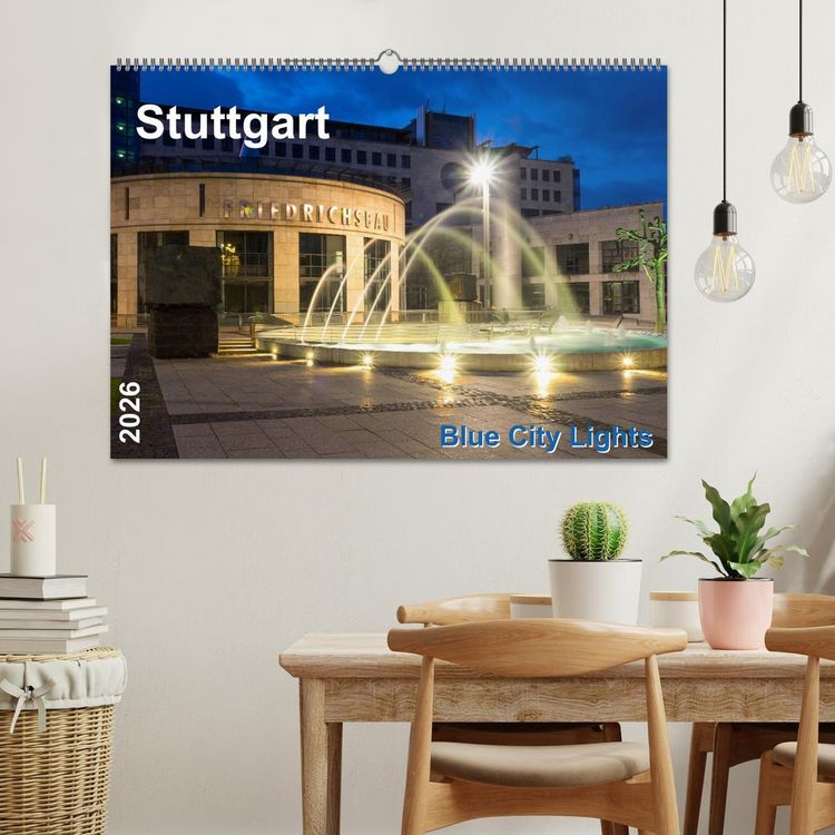 Produktbild: Stuttgart - Blue City Lights (Wandkalender 2026 DIN A2 quer), CALVENDO Monatskalender