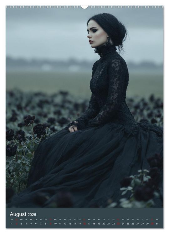 Produktbild: Gothic Girls - d&uuml;stere Frauen in schwarzer Gothic-Kleidung (hochwertiger Premium Wandkalender 2026 DIN A2 hoch), Kunstdruck in Hochglanz