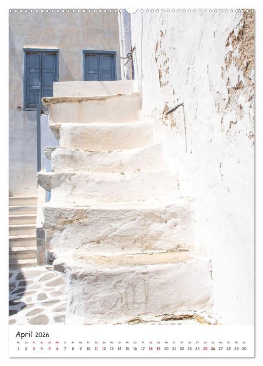 Produktbild: Treppauf, treppab in den Altstadtgassen von Mykonos (Wandkalender 2026 DIN A2 hoch), CALVENDO Monatskalender
