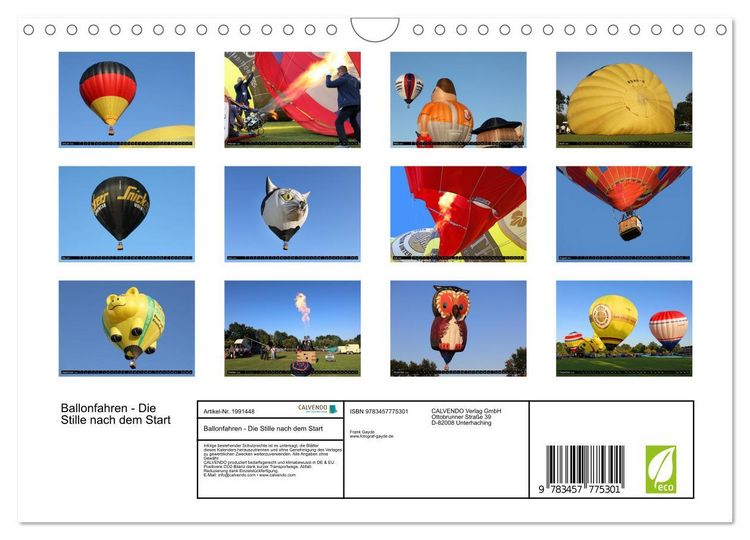 Produktbild: Ballonfahren - Die Stille nach dem Start (Wandkalender 2026 DIN A4 quer), CALVENDO Monatskalender