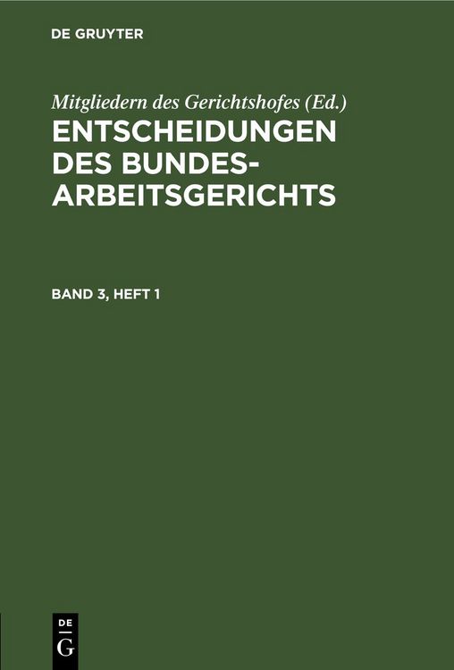 Produktbild: Entscheidungen des Bundesarbeitsgerichts. Band 3, Heft 1