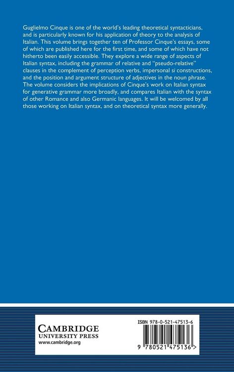 Produktbild: Italian Syntax and Universal Grammar